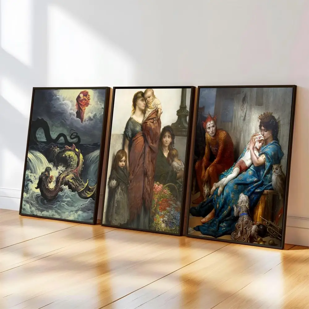 G-Gustave D-Dore Art Painting Kalligraphie Art wasserfestes Papier-Café-Bar-Leinwandmaterial kann ohne Rahmen eingefügt werden