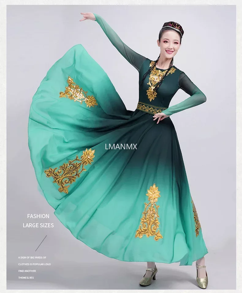 Elegante costume da ballo dello Xinjiang costume da minoranza per adulti femminili Uyghur vestito da spettacolo teatrale vestito da ballo popolare cinese