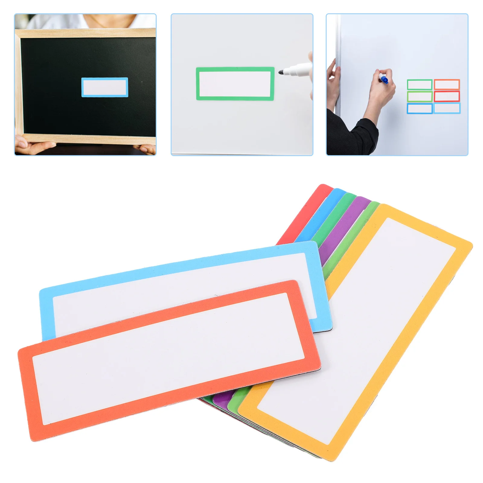 

8pcs Magnetic Memo Tags Blank Name Labels Dry Erase Reusable For Whiteboard Refrigerator Classroom Office Fridge Message Notes