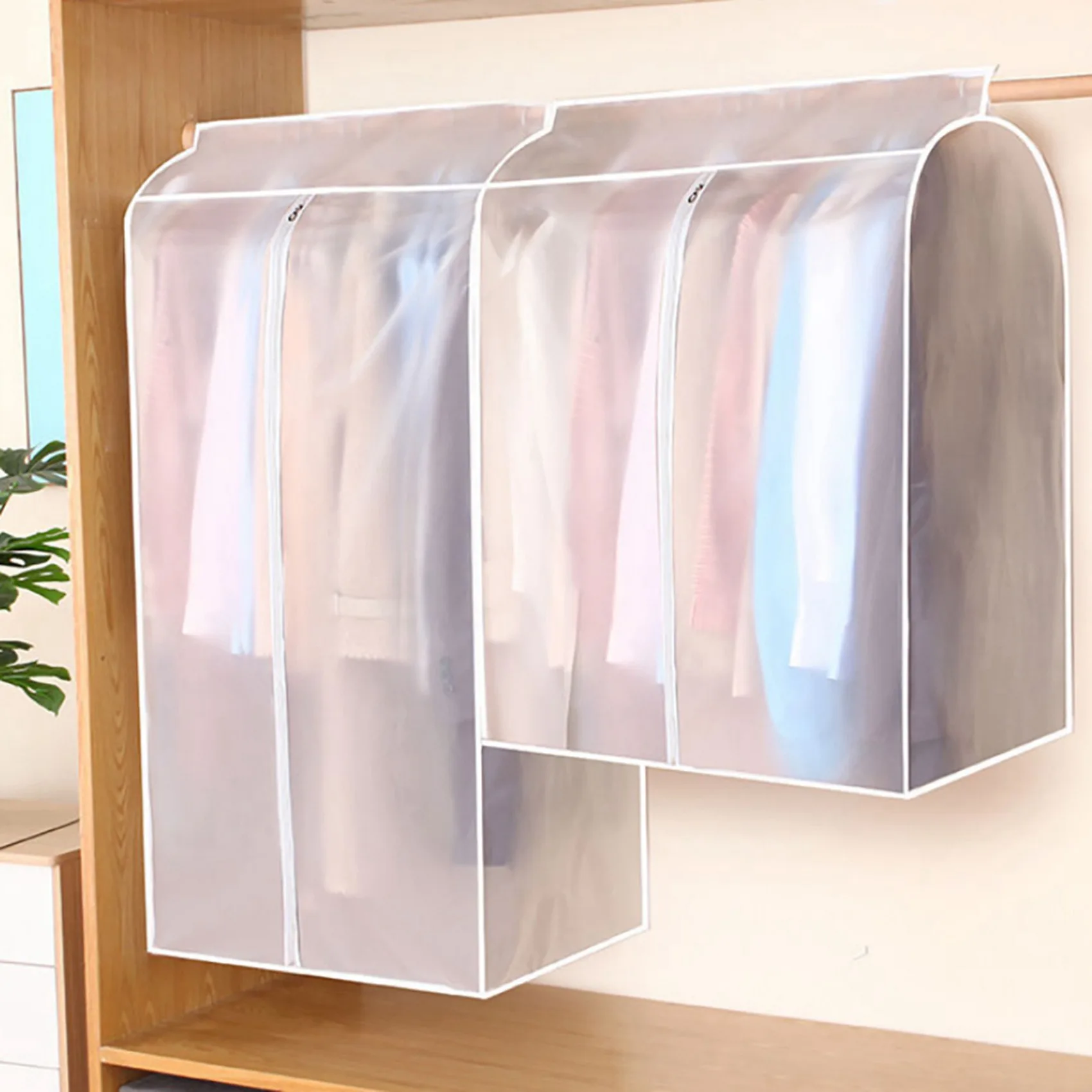 

2PCS Clothing Rack Dust Cover Clothes Hanging Bag Enclosed Clothes Rack Floor Hanger Cover Wardrobe Storage Cover B