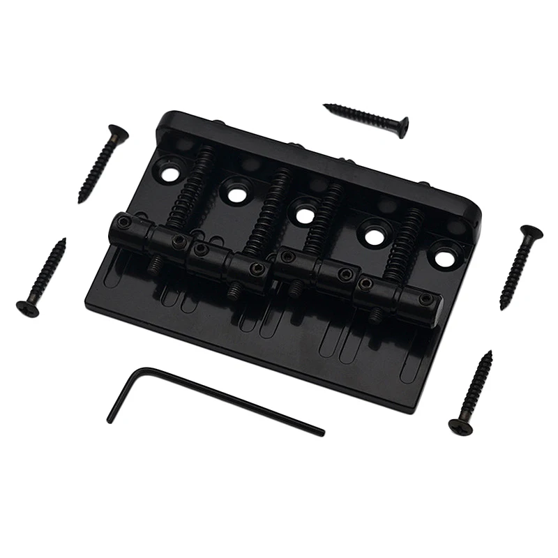 4 String Hardtail Bass Guitar Bridge for Fender Precision Jazz Bass PB JB Style Bass, Black