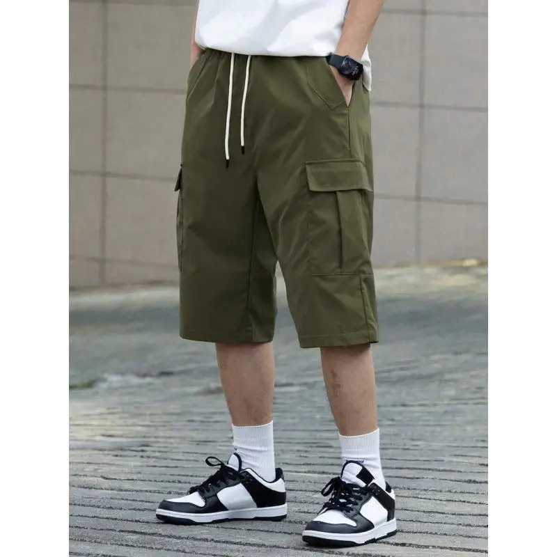 Men's Drawstring Seven-Foot Pants Loose Fit Retro Style Casual Trousers Comfortable Elastic Waist Vintage Look Fashionable