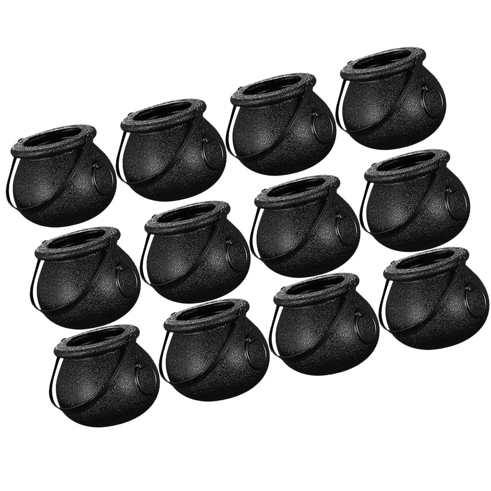 

12pcs Halloween Candy Jar Treat Buckets Small Cauldrons Kids Pumpkin Mini Top Hat Candy Holder Gifts Packaging Boxes Trick Or