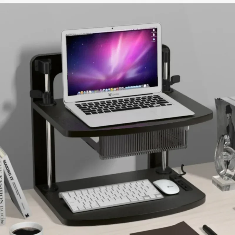 Double-Layer Laptop Desk Desktop Height Adjustable Rack Office Storage Accessories Display Lift Bracket for Workspace