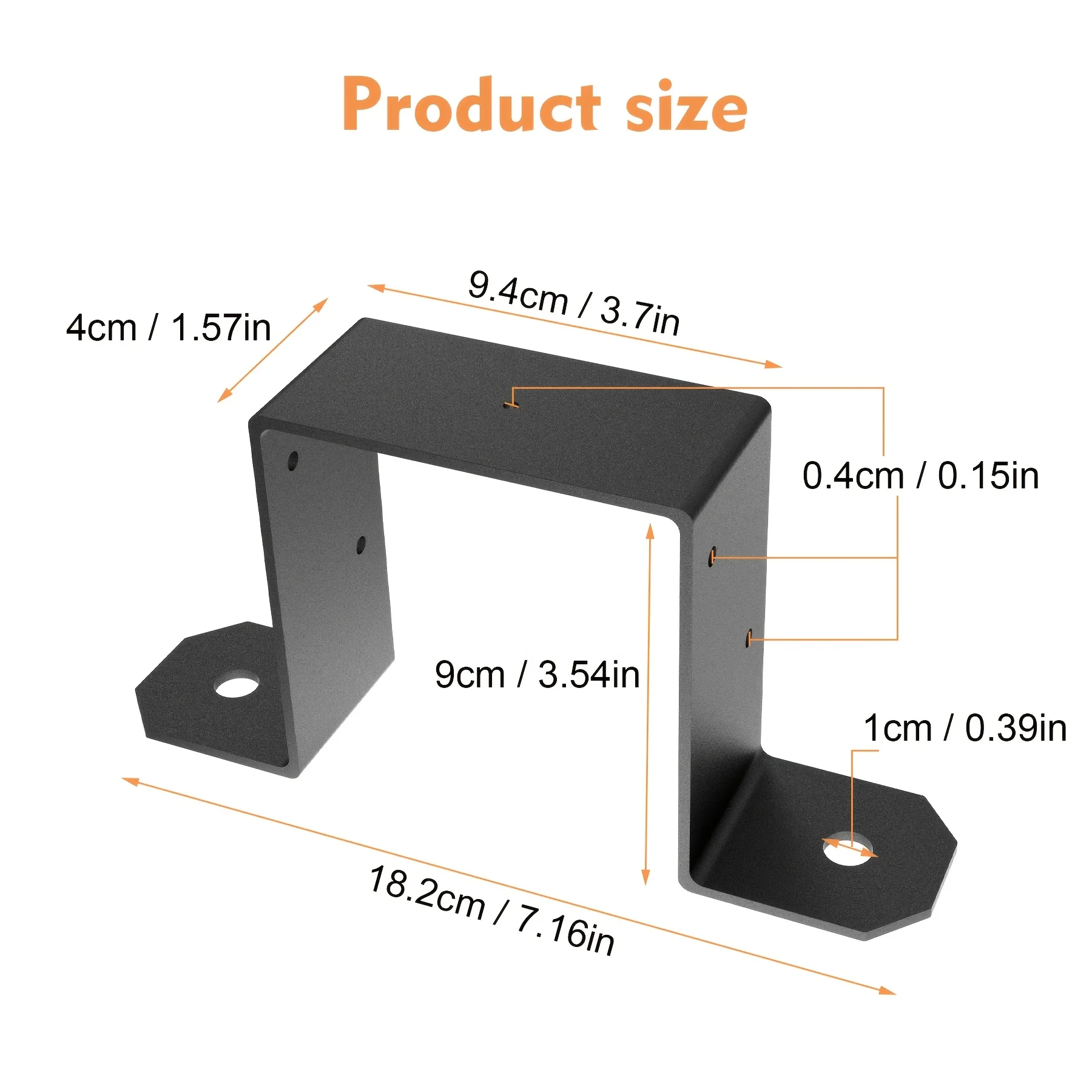 1PC 2mm Black Powder Coated Steel Bracket, Heavy Duty Galvanized Metal Strap for Deck Fence Pergola
