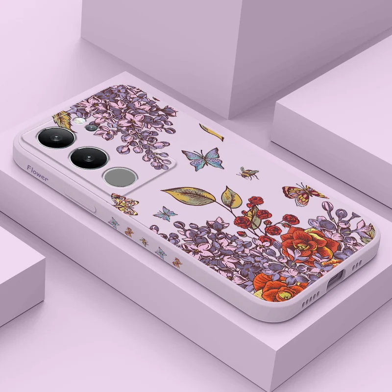 

Nostalgic Flower Phone Case For VIVO V50 V40 V30 V29 V29E V27 V27E V25 V25E V23 V23E V21 V20 Y20 Y12 Y21 Y22 Y50 Y35 Pro 4G 5G