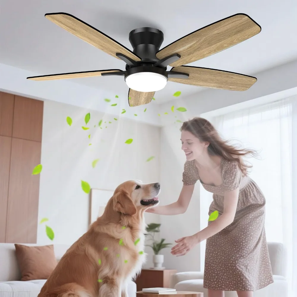 Silencioso Ventilador de Techo con Luz Doble Cara Aspas, Regulable Lampara Ventilador Techo con Mando a Distancia y Reversible