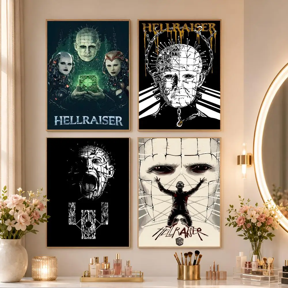 Classic Horror Movies H-Hellraiser Poster Matte Self-Adhesive Wall Art Print Living Room Bedroom Home Wall Decor