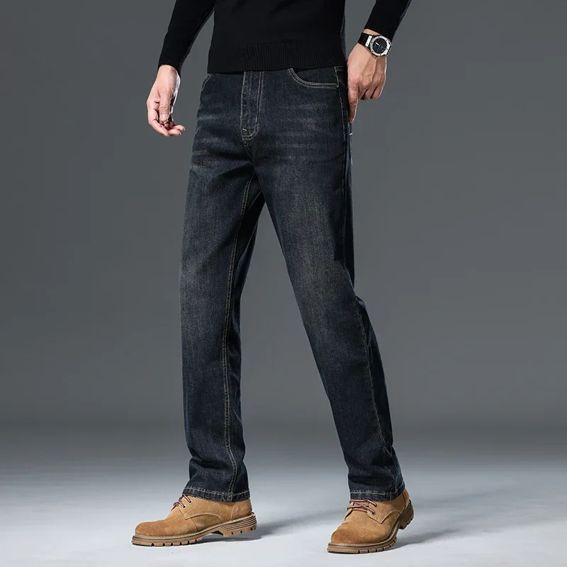 2023 Nieuwe Lente Herenmode Jeans Nostalgische Gewassen Denim Broek Merk Kleding Klassieke Ingericht Rechte Business Casual Broek