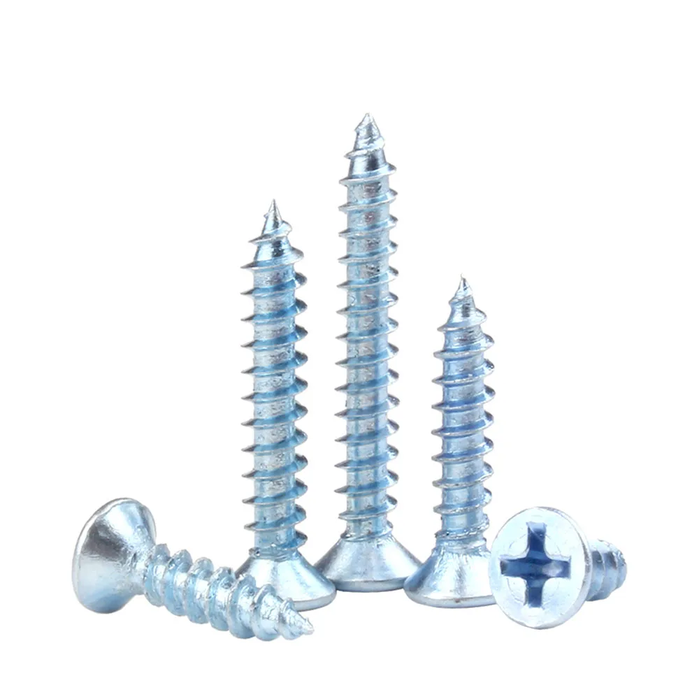 20Pcs Phillips Flat Countersunk Head Self-tapping Screw M3 M4 M5 M6 Galvanized Steel Cross Recessed Wood Board Bolts L=6-100mm