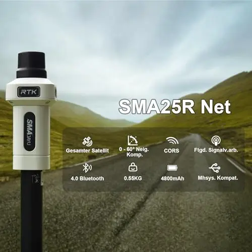 SMA25R Net GNSS RTK Survey System Handheld High Precision Positioning Receiver with Collector, CORS Connection, 10cm Accuracy by