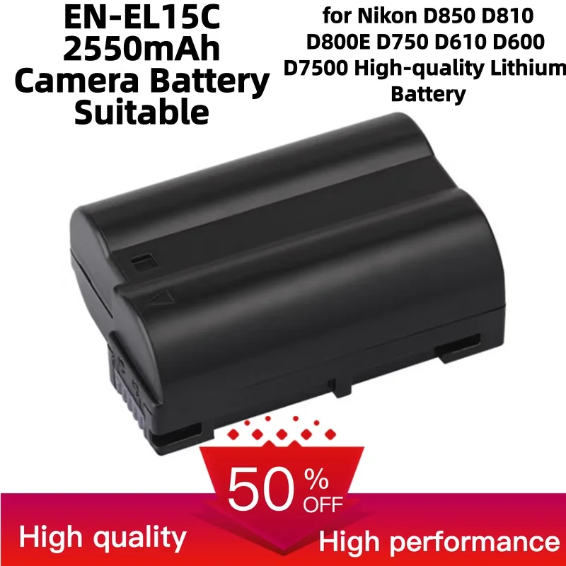 EN-EL15C 2550mAh Camera Battery Suitable for Nikon D850 D810 D800E D750 D610 D600 D7500 High-quality Lithium Battery