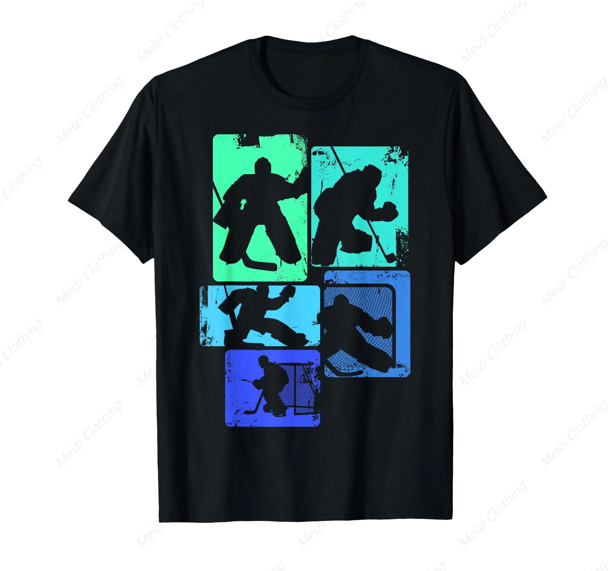 Ice hockey goalkeeper ice hockey player men's T-shirt cool and handsome men's cotton short sleeved shirt