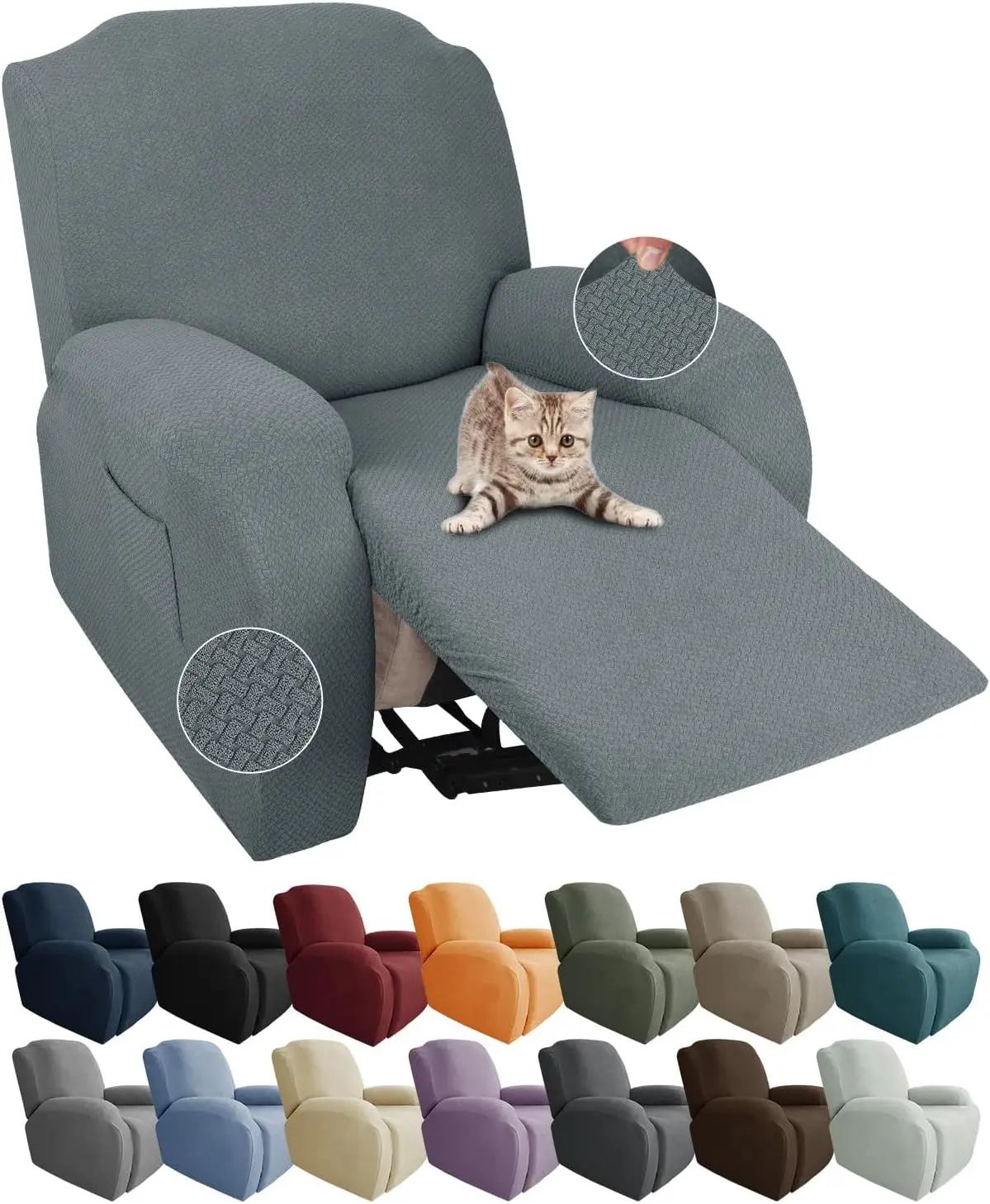 

4-Piece Recliner Chair Covers Stretch Jacquard Covers For Reclining Chair Recliner Slipcovers For Living Room Soft Recliner