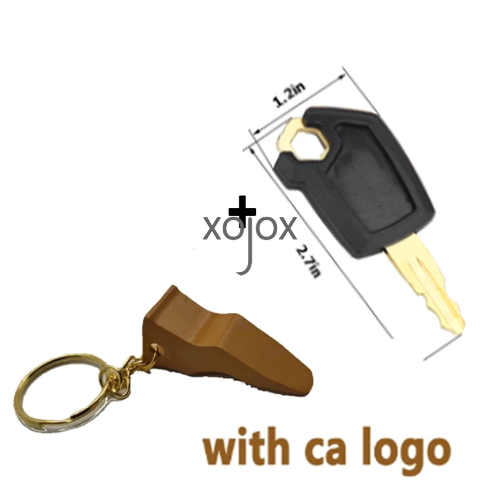 XOJOX 7pcs 5P8500 8H5306 with bucket teeth Key Chain For Excavator Heavy Equipment Keychain F0002 Ignition Key