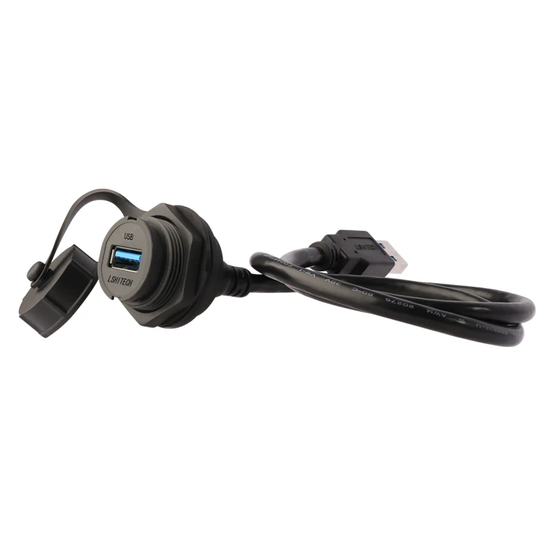 Lshitech Waterproof USB3.0 Connector Extension Cable 0.1-4m for Marine Communication Industrial Control Equipment