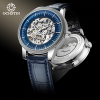 OCHSTIN Men's Leather Watch Strap Automatic Mechanical Movement Watches Man Master Series Waterproof Skeleton Classic Clock