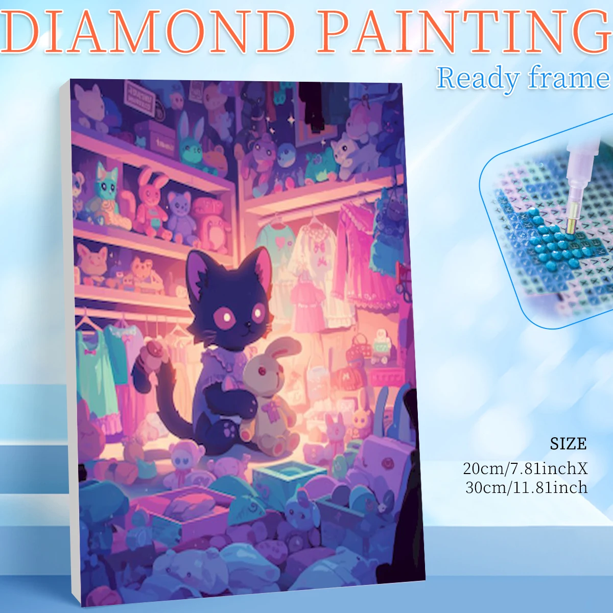 

RUOPOTY Framed Cat Diamond Painting Kit Handmade Diy Adult Crafts Kits Animall Full Round/Square Diamond Art Painting Kits Handi