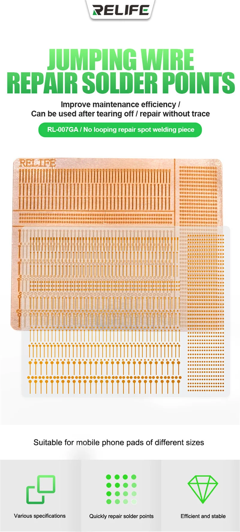 RELIFE RL-007GA Dot Repairing Solder Lug for Mobile Phone Welding Flywire Replacement Spot Soldering Jumper Wire Repair Pad
