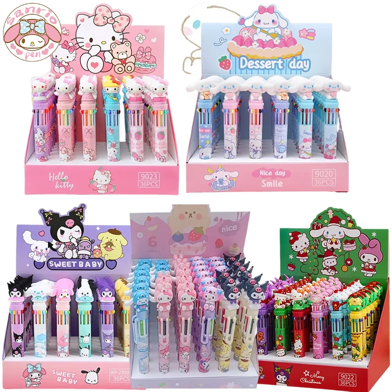 

Sanrio 36PC Gel Pens 10 Colors Kuromi Hello Kitty Ballpoint Pen 0.5/0.7mm Multicolor Student Writing Tools Office Supplies Gifts