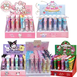 Sanrio-bolígrafos de Gel Multicolor para estudiantes, herramientas de escritura, suministros de oficina, regalos, Hello Kitty, 0,5/0,7mm, 10 colores, 36 unidades