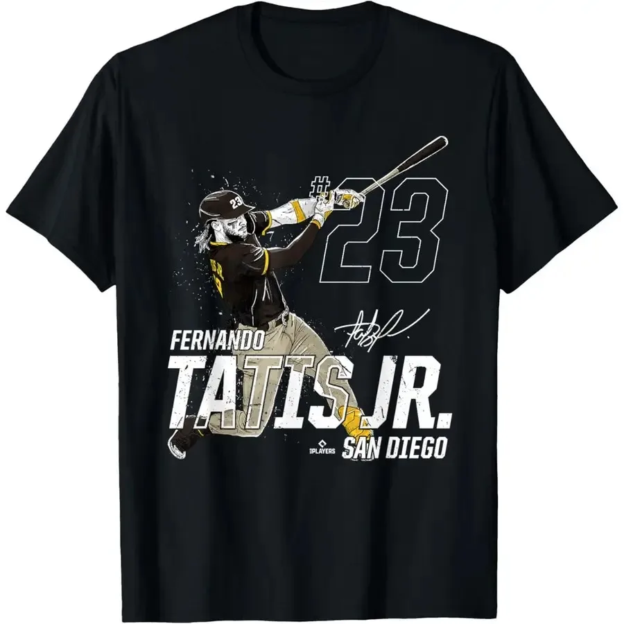 Camiseta de Béisbol de Fernando Tatis Jr. de San Diego con Diseño Dinámico para Hombre y Mujer, Camisetas de Algodón Modernas para Parejas, Estilo Urbano de Manga Corta
