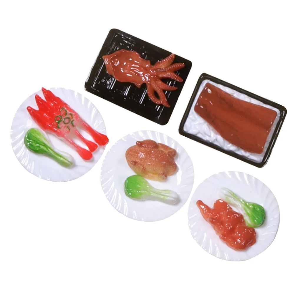 5 Pcs Simulated Chinese Food Miniature Lobster Decorate House Accessories Resin Kitchen Model Play