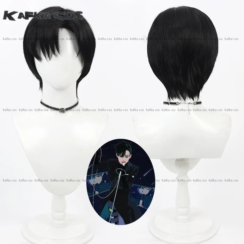 Anime Ivan Cosplay Wig Short Black Hair Heat Resistant Synthetic Wig   Women Men Halloween Party Role Play Cos Prop