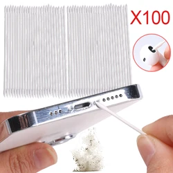 100/1PCS Wegwerp Wattenstaafjes Telefoons Tablet Charger Port Cleaner Voor Airpods Air Pods Pro Oortelefoon Stofverwijdering katoen Sticks