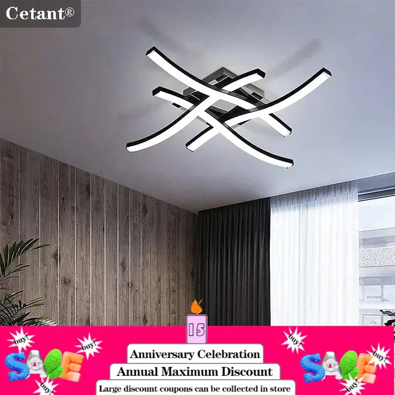 Modern LED Ceiling Light Long Wave Lamp Living Room Bedroom Study Corridor Aisle Entrance Balcony Home Decoration Lustre