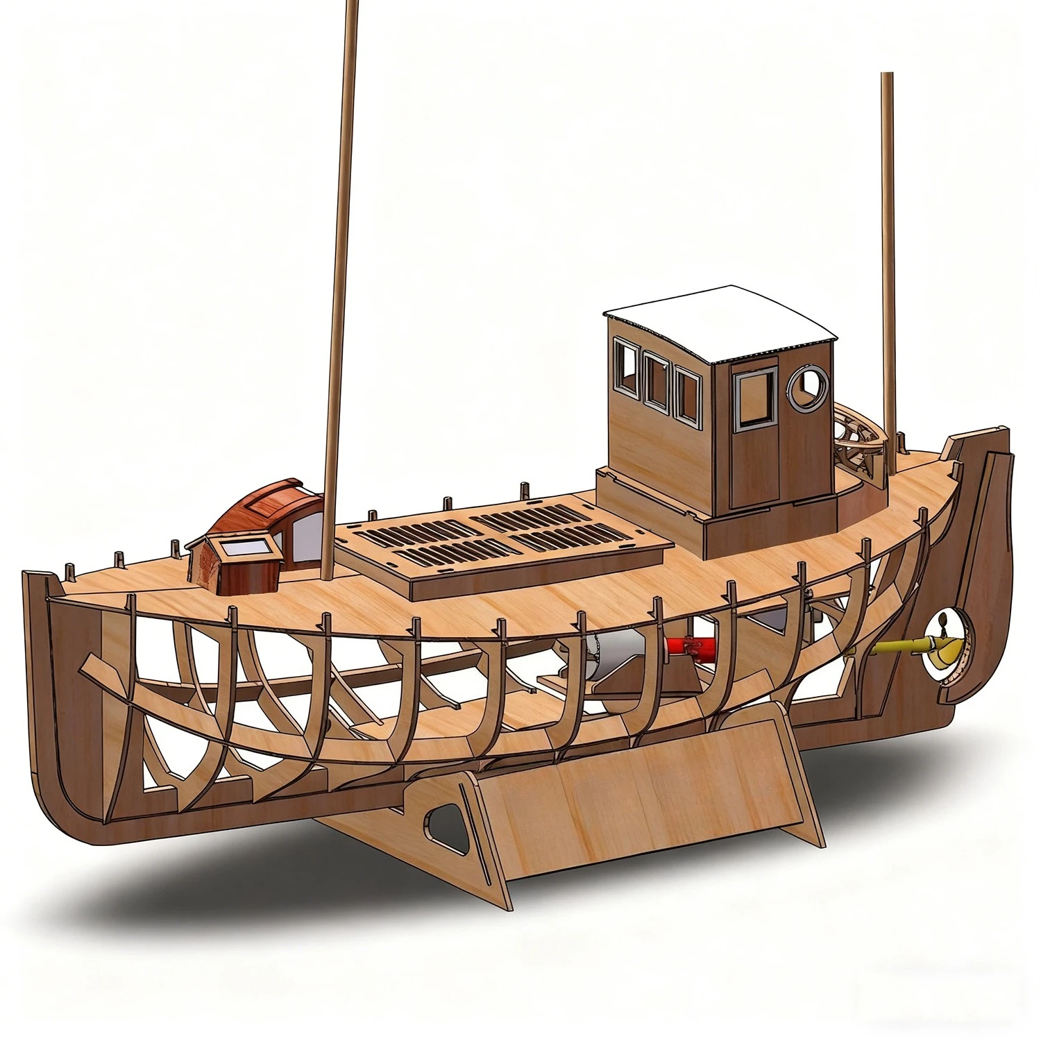 RC Ships 58cm Scottish Remote Control Fishing Boat Wooden Structure RCschiffe Model Kit ShipToy Fishing Boat Model