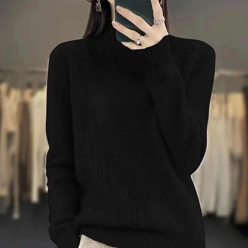 Women\'s pullover cashmere sweater Women\'s autumn and winter long sleeved knitted cashmere sweater Women\'s top long sleeved sweat