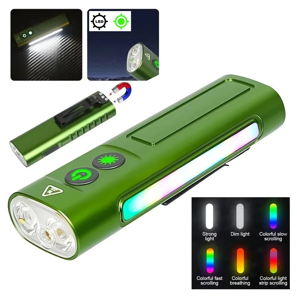 Waterproof COB Work Light Super Bright LED Flashlight Type-C Rechargeable Torch with Magnet for Outdoor Camping Emergency