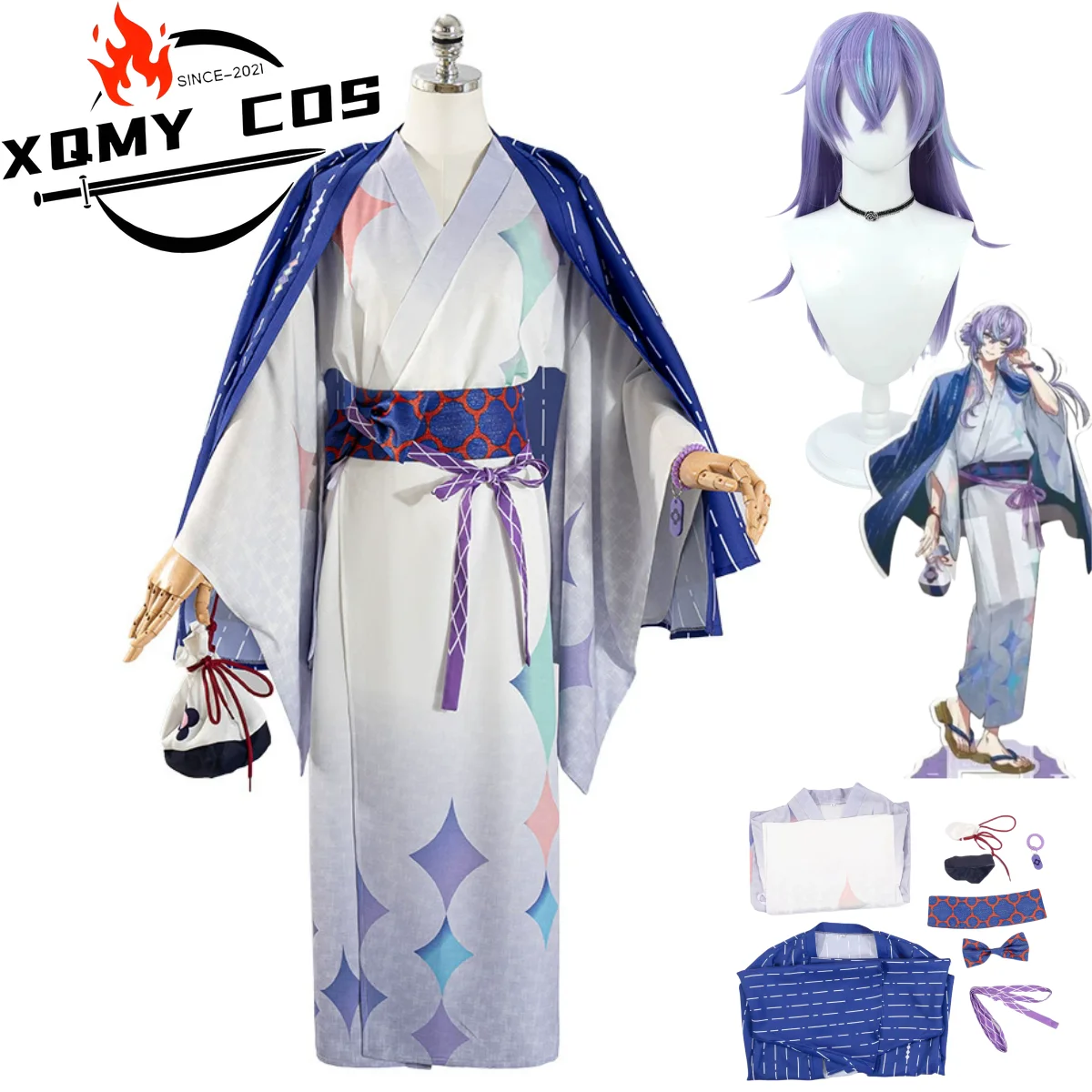 

XQVirtual YouTuber Hoshirube Sho Косплей Костюм VTuber NIJISANJI японский стиль кимоно парик женский карнавальный костюм на Хэллоуин