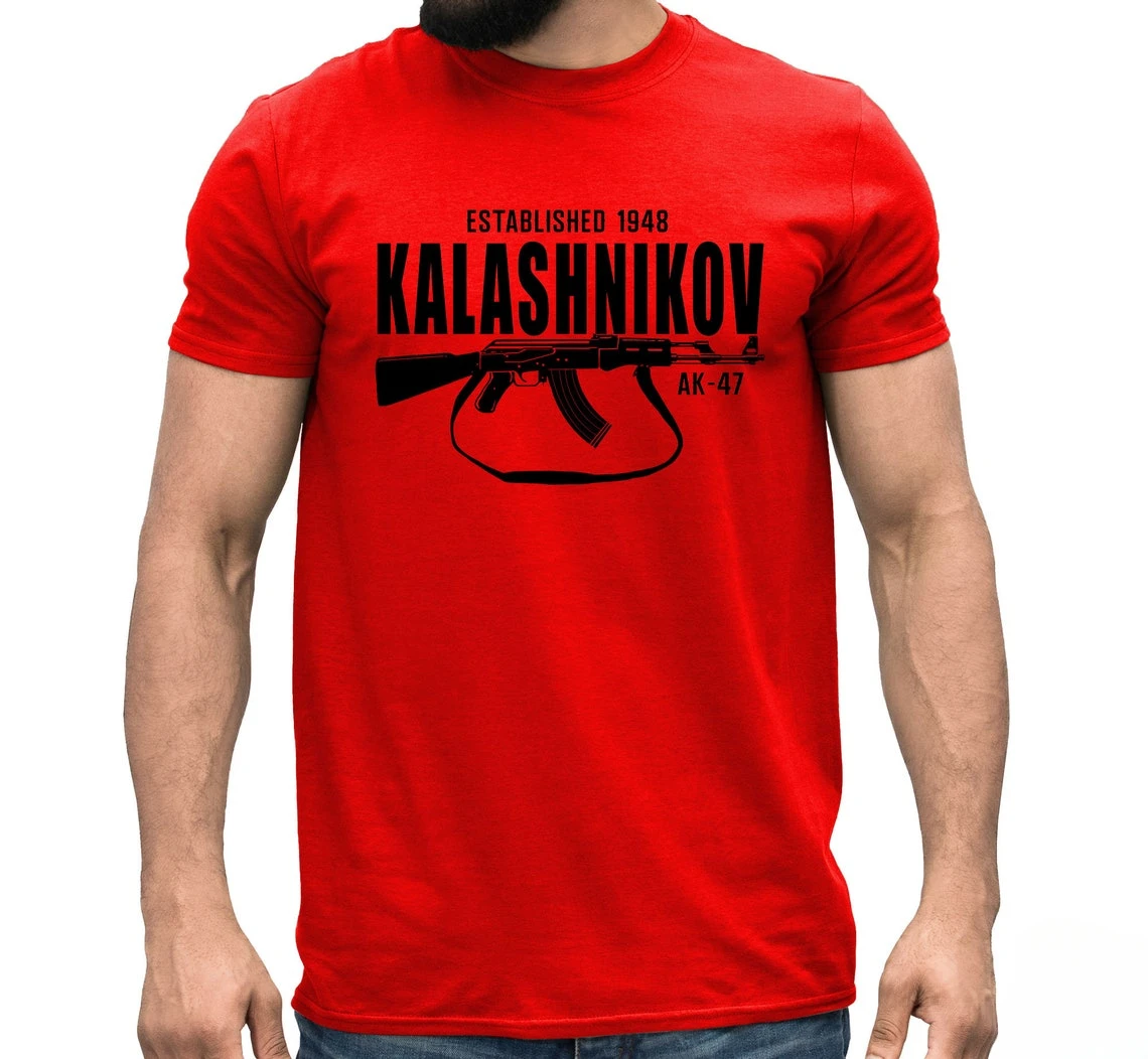 Cheavyweight Classic Kalashnikov AK-47 Assault Rifle Shirt 100% Cotton O-Neck Summer Short Sleeve Casual Mens T-shirt Size S-5XL