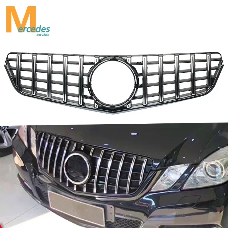 For 2009-2013 Mercedes Benz E W207 C207 A207 Coupe Chrome+Black GT Front Hood Grille Racing Bumper Grill Tuning Accessories