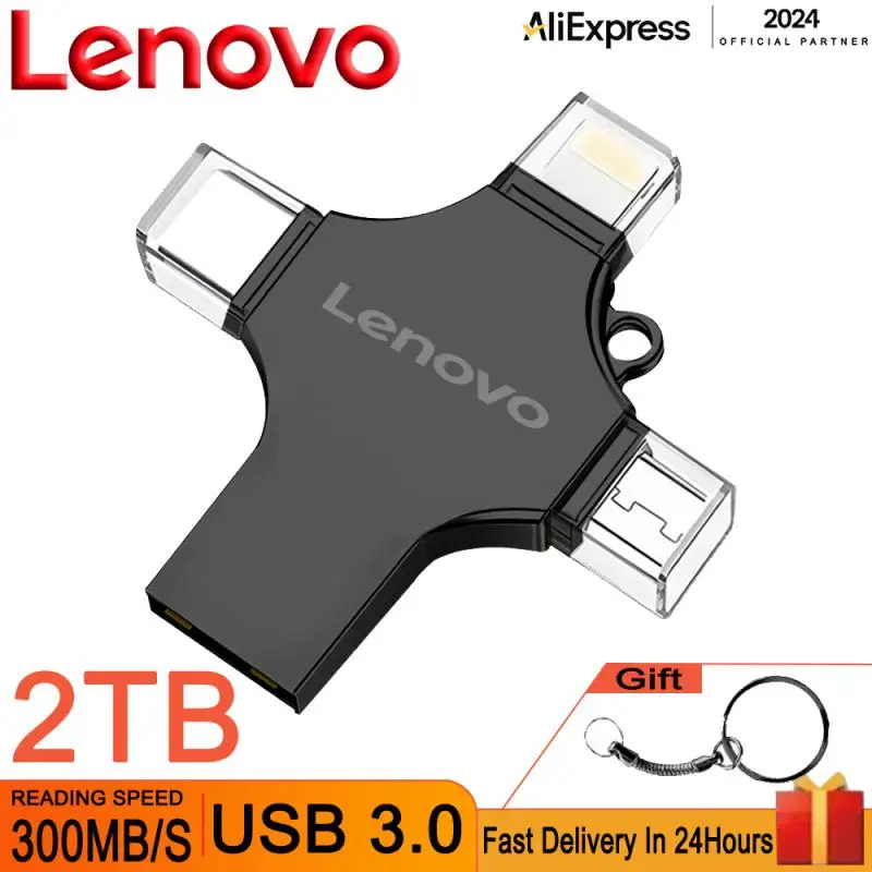 Lenovo 2TB 128GB Lightning Pen Drive USB 3.0 OTG USB Flash Drive For Iphone ipad Android 1TB Pendrive 4 in 1 Memory Stick for PC