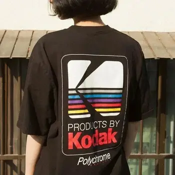 코닥 브랜드 한국 남성 여성 반팔 티셔츠, 플러스 사이즈 티셔츠, 하이 퀄리티 티셔츠, 여름 상의