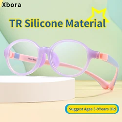 Xbora Oval TR90 Kids Eyeglass Frames Comfortable Optical Glasses with Sports Straps Boys Girls Prescription Glasses 9002