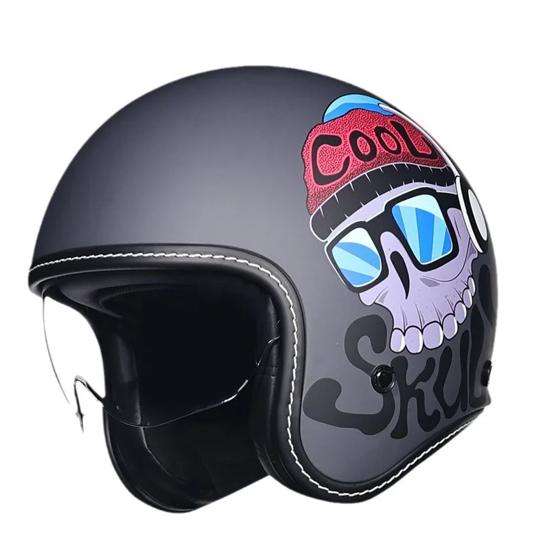 ORZ-Casque de moto à face ouverte, style rétro, demi-visage, sécurité, flash miroir-vent, 3/4, 3c Casco puzzles ete Moto, 300