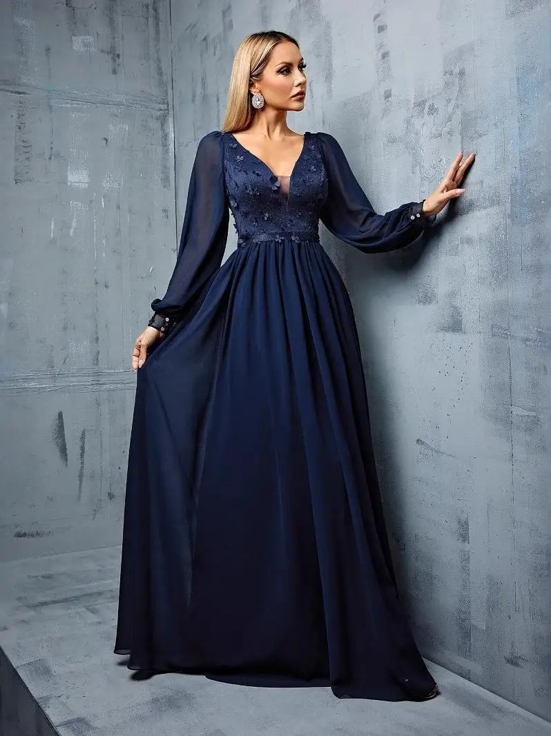 

Зимнее длинное вечернее платье V-Ne, новый вокальный костюм для фортепиано, женский костюм Dr с низкой талией из триацетатного волокна