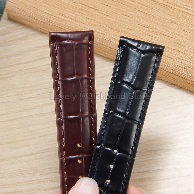 حزام ساعة رائع من جلد البقر الفاخر بنمط الخيزران لتيسو لو لوكل كارسون T41 T063 T063617A طويل الأمد بني وأسود