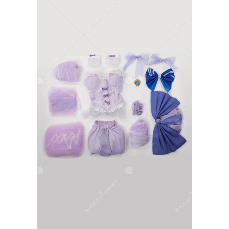 تنورة علوية مشد على طراز Kokomi للسيدات من Miccostumes مع حجاب وجوارب عالية ضيقة زي تنكري