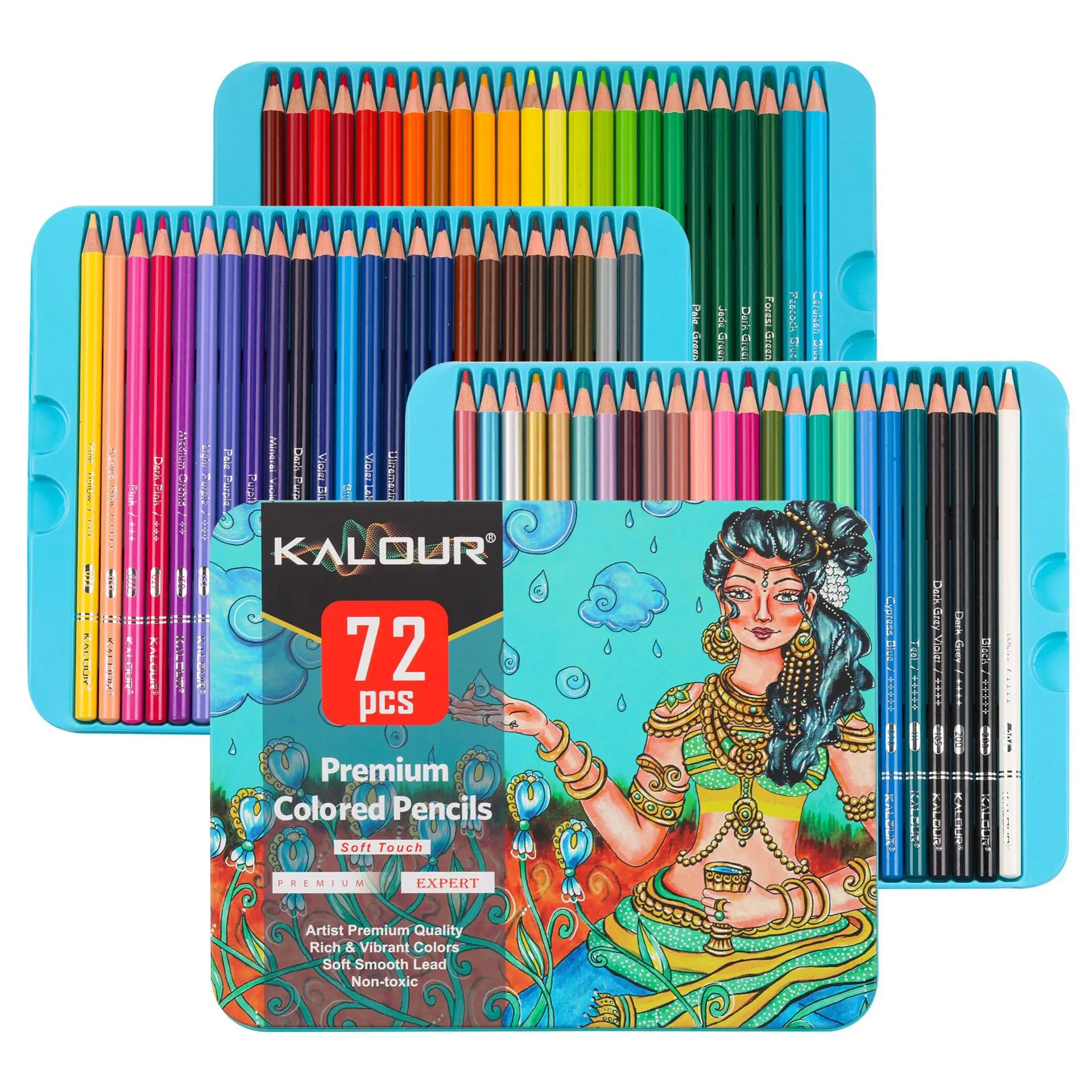 72 Pensil Warna Minyak Profesional, Set Pensil Artis untuk Buku Mewarnai Seniman Premium Seri Lembut Timah untuk Menggambar Sketsa