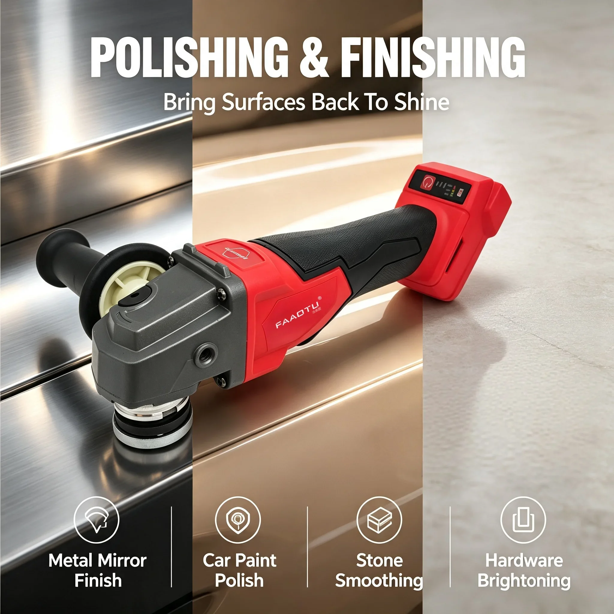 FAAOTU 100mm/125mm Brushless Angle Grinder Cordless Electric Power Tools with No-Lock Paddle Switch for Polishing And Cutting