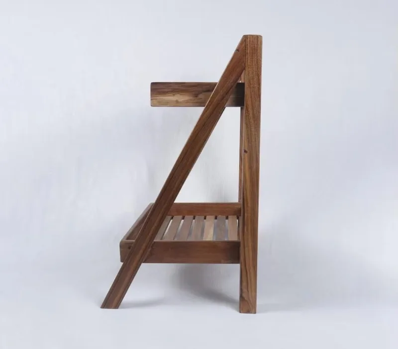 رف تخزين مصنوع يدويًا من خشب الساج مكون من طبقتين من خشب الزان المطاطي وخشب الساج والنار والجوز والكمثرى والكرز #2