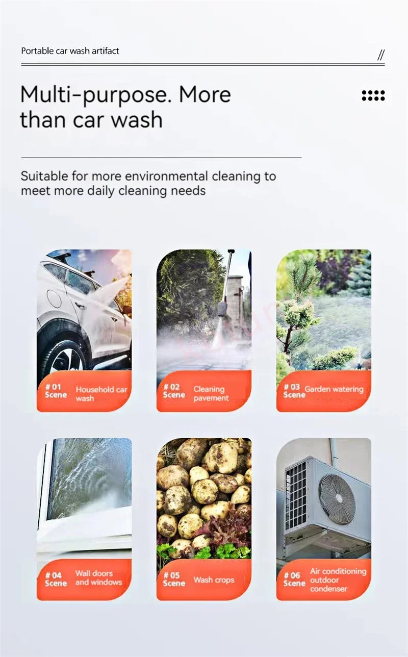 6000W Automatic High-pressure Car Washing Machine Water Gun Cleaner Tools 220v Portable Mobile Pressure Washer