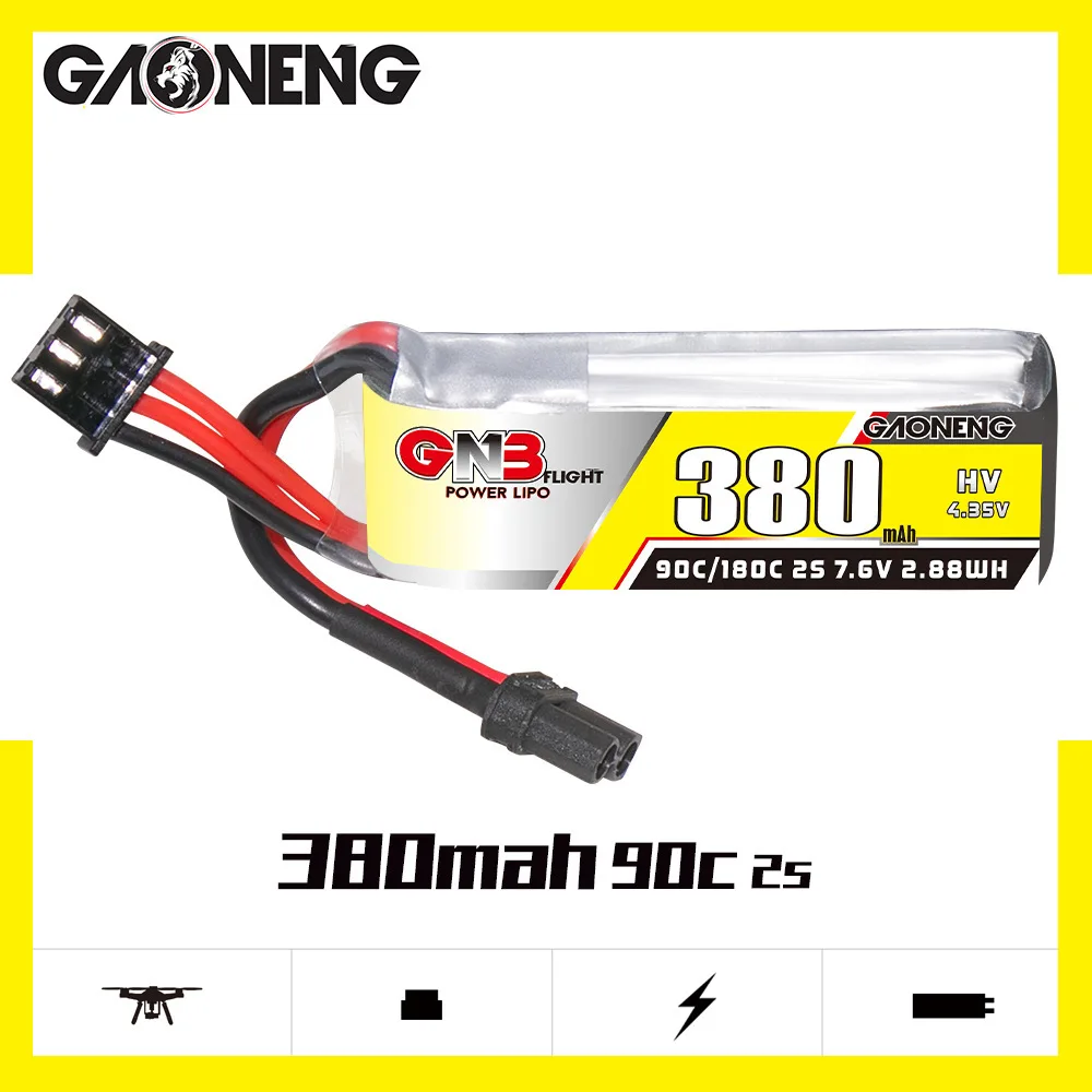 HV Max 180c GNB 2s 380mAh Lipo Battery For RC Helicopter Quadcopter FPV Racing Drone Spare Parts 7.6v Rechargeable Battery