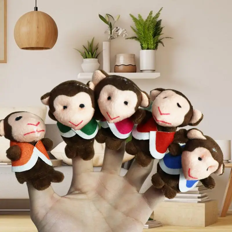 Monkey Finger Puppets 7Pcs Finger Puppet Toys Funny Finger Puppet Set Story Time Learning Aid For School Role Playing Party