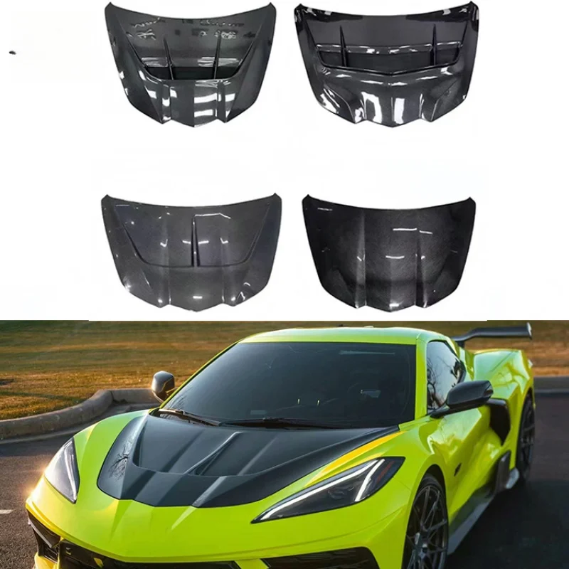 High Quality ZR1 Style Carbon Fiber Front Engine Hood Trunk Lid Engine Cover Panel Exterior Modification Acce